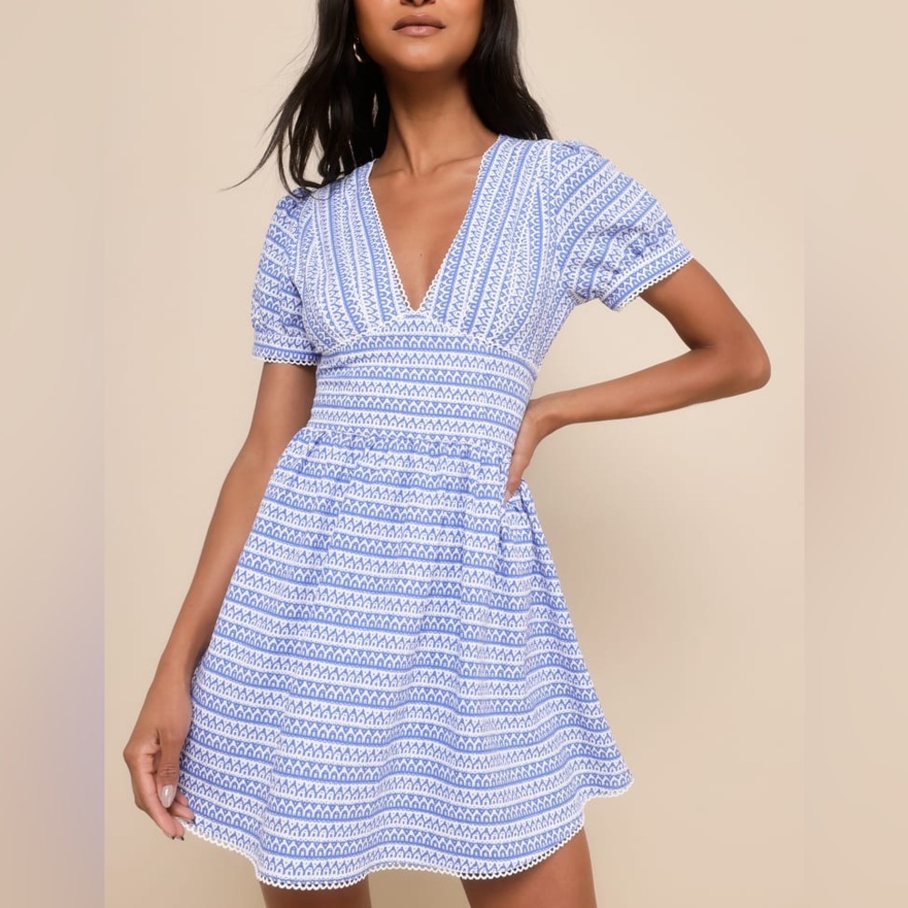Lulus | white and blue dress